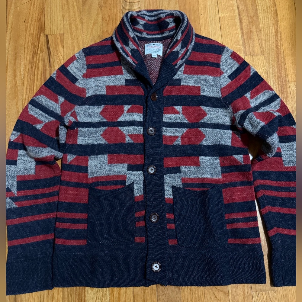 Lucky Brand Shawl Collar Cardigan in Navy, Red, Gray